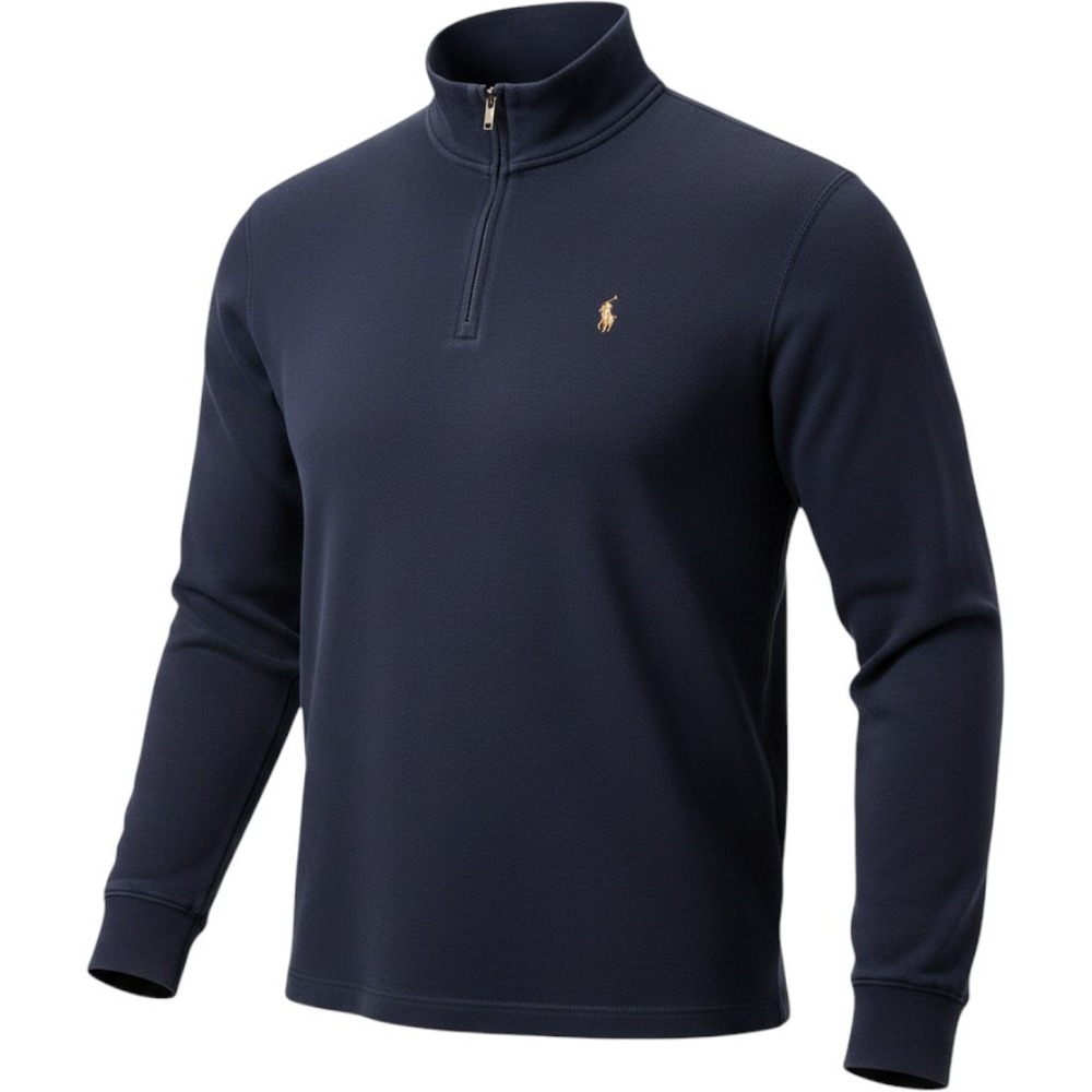 Polo Ralph Lauren Mens XXL Navy Blue Estate Rib Quarter Zip Pullover Sweater